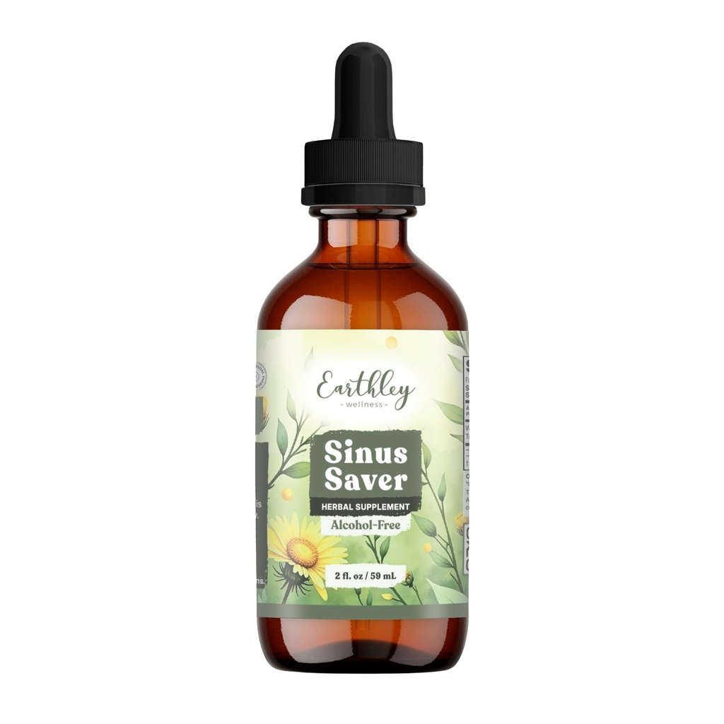 Earthley Wellness Sinus Saver, Natural Remedy, fri från allergener, parabener och konserveringsmedel, hjälper till att öka vitamin C (2 oz, alkoholfri)