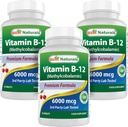 Paras luonnon B-12-vitamiini metyylikobalamiinina (Metyyli B12), 6000 mikrog 60 sublingual tablettia (60 lukua (pakkaus 3))