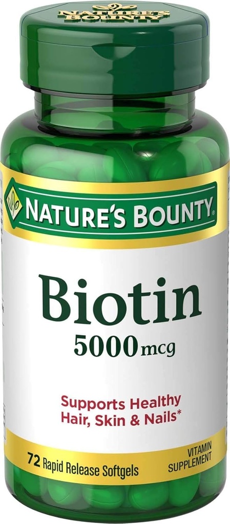 Nature's Bounty Biotin 5000 mikrog Liquid Softgels 72 ea (Pack of 5)