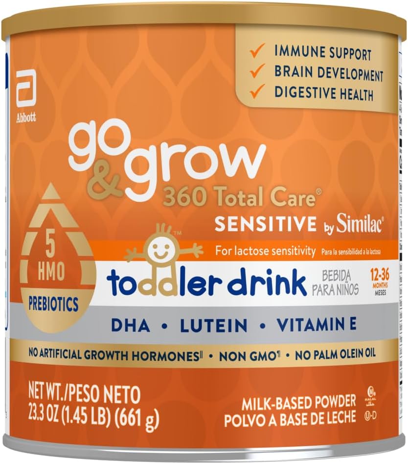Go & Grow 360 Total Care Sensitive by Similac Toddler Nutritional Drink with 5 HMOs, Powder, 23-3 oz Can