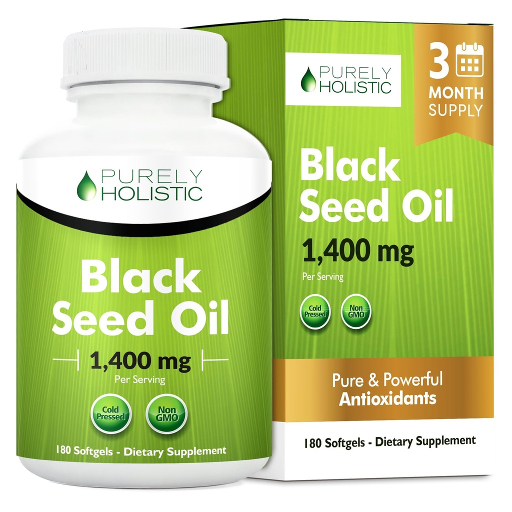 Musta siemenöljy kapselit 1400mg, 180 Softgels, 3 kuukauden tarjonta - Cold Pressed Nigella Sativa, Rich in Omega 6, 9 & TQ, Black Cumin Seed Oil, Immuno tuki, nivelet ja digestio