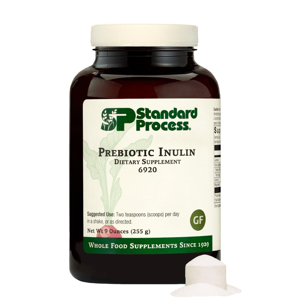 Standard Process Prebiootti Inulin - Gut Health & Immune Support Supplement - Kalsium & Magnesium Bone Health - Good Source of Fiber - Non-Soy, non-Dairy, Gluteenittomat & Vegan - 9 oz (255 g)