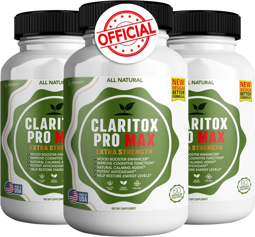 Claritox Pro Max Extra Strength Supplement, Mood Booster, Cognitive Function Enhancer, 180 kapselia (3)