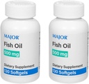 MAJOR Fish Oil 500mg Softgels - Omega-3 Fish Oil Supplement - Ravintolisä - 130 Count (2 Pack)
