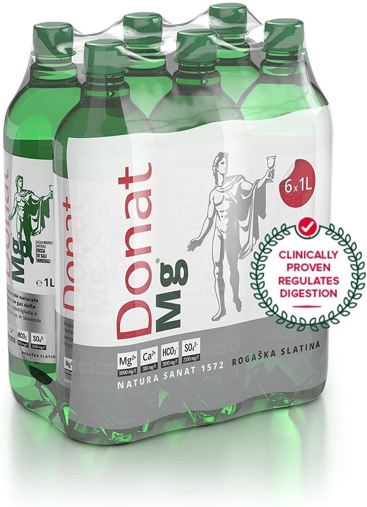 Luonnollinen magnesiumvesi - 1000 mg magnesium 1000 ml:ssa 'Donat Mg' Bulk Pack 6x1L