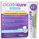 Cicatricure Triple Antibiotic Ointment with Pain Relief, Bacitracin Antibiootti Voide & Cream for Haavojen hoito, Parannusvoide viiltoja, paloja, hyönteisten puremia, ensiapu tarvikkeet Essential, 1 oz