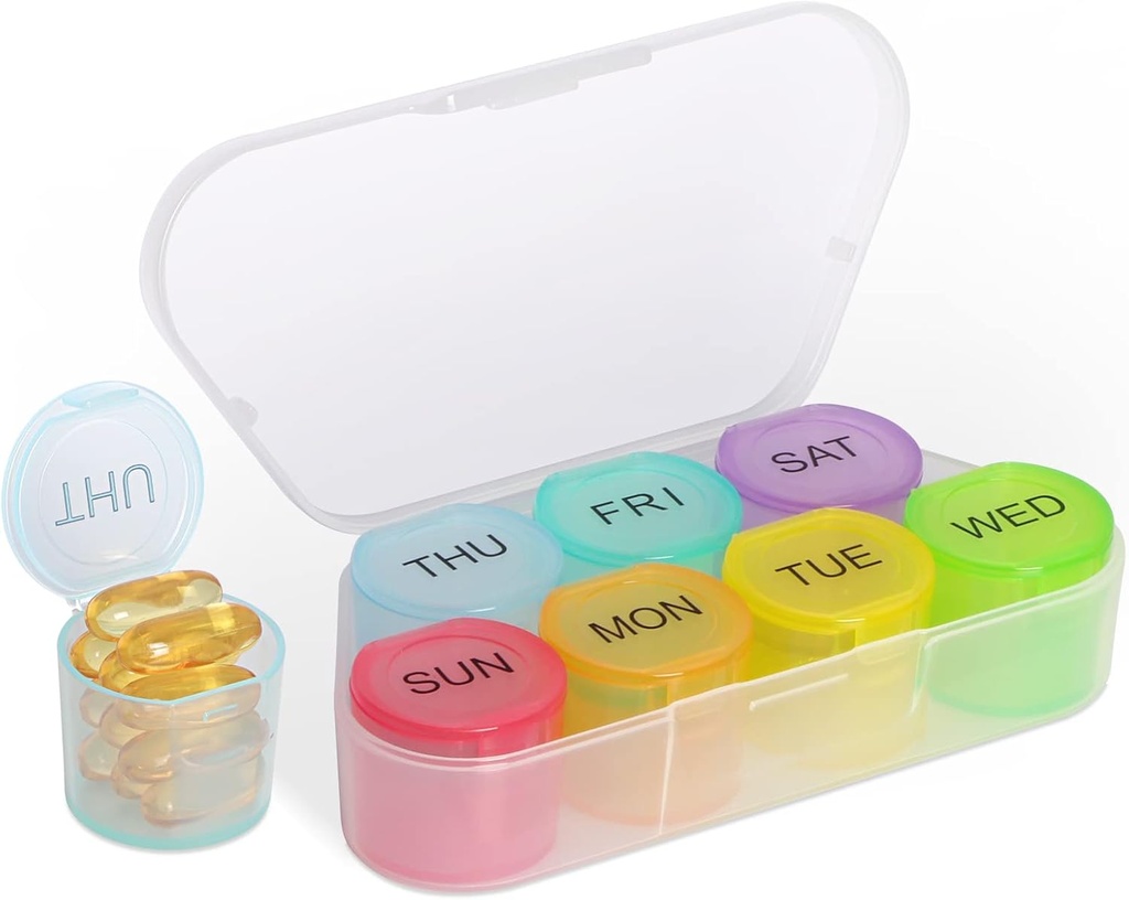 NatureTouch Weekly Pill Organizer, BPA Free Medicine Organizer Rainbow 7 Day Pill Box, Daily Portable Pill Conatainer för Pills/Vitamin/Fish Oil/Supplements [Lastest Version]