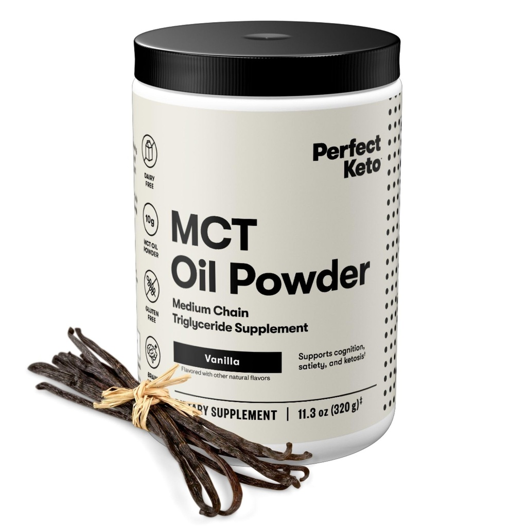 Täydellinen Keto 7g MCT Oil Powder, Medium Chain Triglyserides Supplement, Non Dairy Coffee Creamer Keto Diet, Ketogeeni MCT Oil Mix kahville, Smoothie, proteiini Shakes ja tee, vanilja, 30 tarjoilua