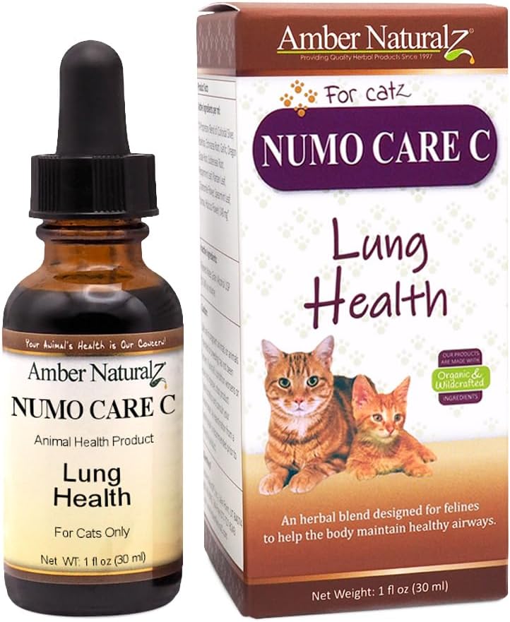 Amber NaturalZ Numo Care C hengitysteiden tuki kissat . Kasviperäisten Formula auttaa säilyttämään normaalin keuhkojen toimintaa, Clear Airways, ja Immuuni terveys