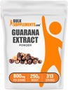 BulkSupplements.com Guarana Extract Powder - Natural Cofeine Supplement, Guarana Seed, Guarana Powder - Gluteeniton, 800 mg per tarjoilu, 250g (8.8 oz) (Pakkaus 1)