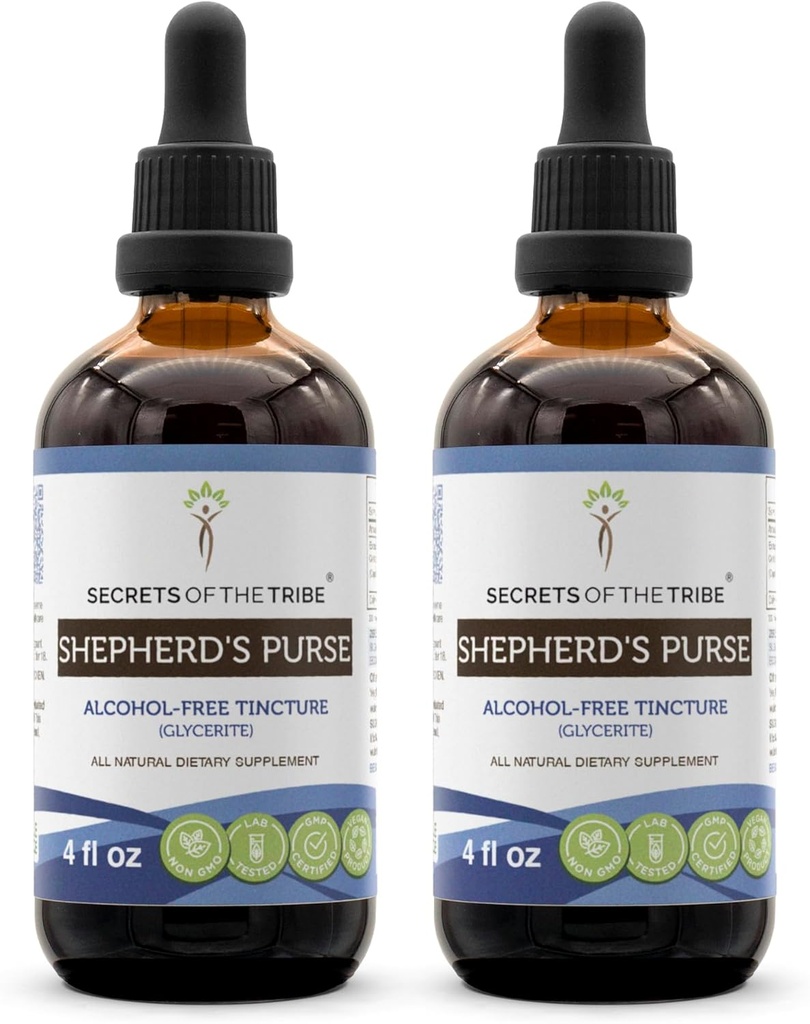 Heimopaimenen kukkarojun alkoholiton nesteuute, paimenen kukkaro (Capsella Bursa-Pastoris) kuivattu yrtti (2x4 FL OZ)