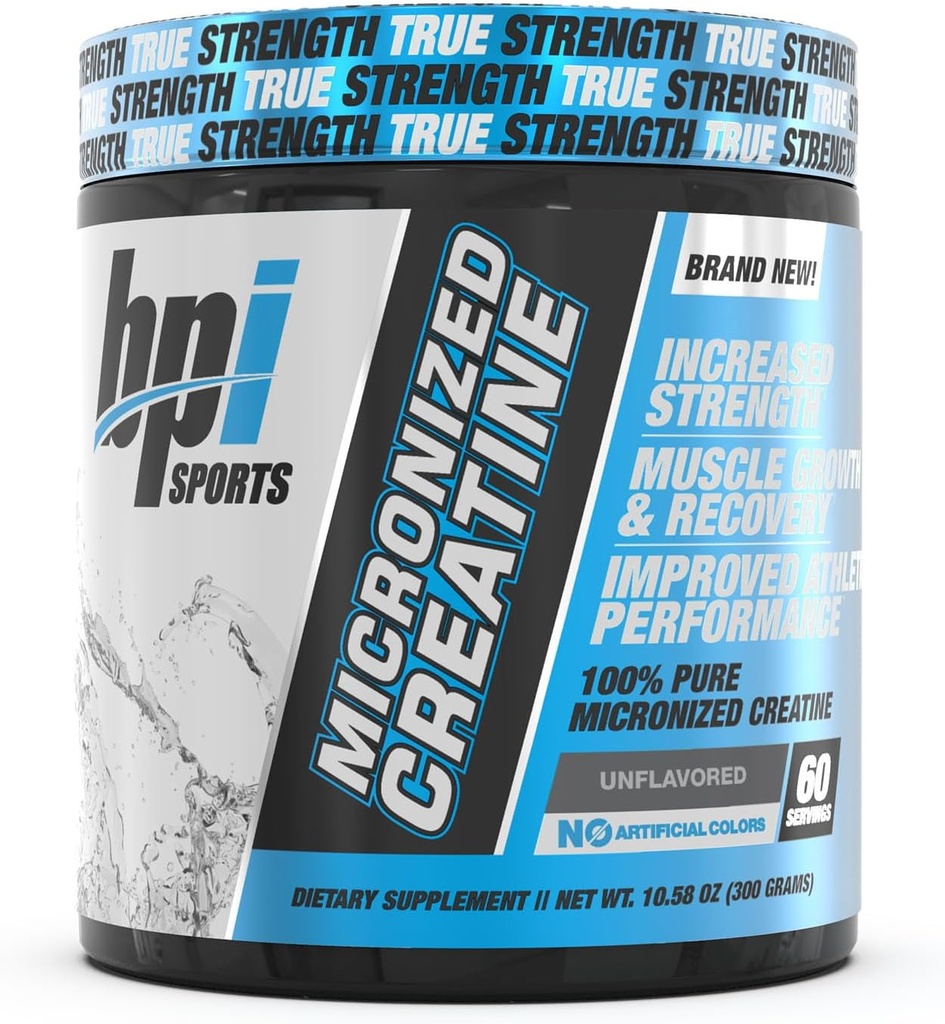 BPI Sports Micronized Creatiini - lisätä voimaa - vähentää väsymys - Lean Muscle Building - 100% Pure Creatiini - Parempi imeytyminen - Tukee lihasten kasvua - Ei makua - 60 Tarjoukset - 10.58 Ounce