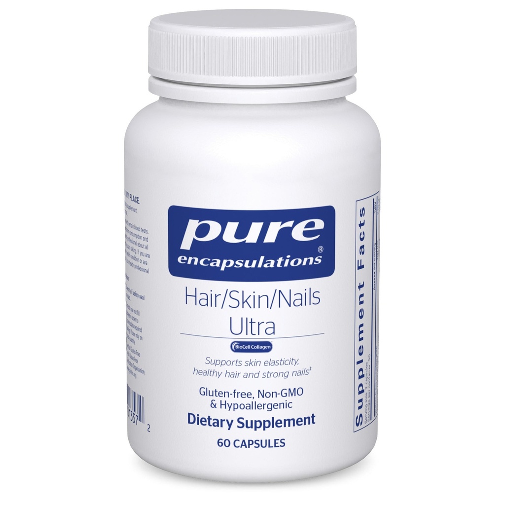 Puhtaat kapselit hiukset/nahka/kynsit Ultra Advanced Beauty Supplement - Biotin & Collagen Supplement for Terveelliset hiukset, vahvat kynnet ja nuorten ihotuki* - 60 kapselia