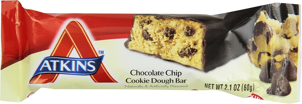 Atkins Chocolate Chip Cookie Dough Protein Ateriapatukka, korkea kuitu, 1g sokeria, 3g Net Carbs, Aterian korvaaminen, 5 Count (Pack of 6)
