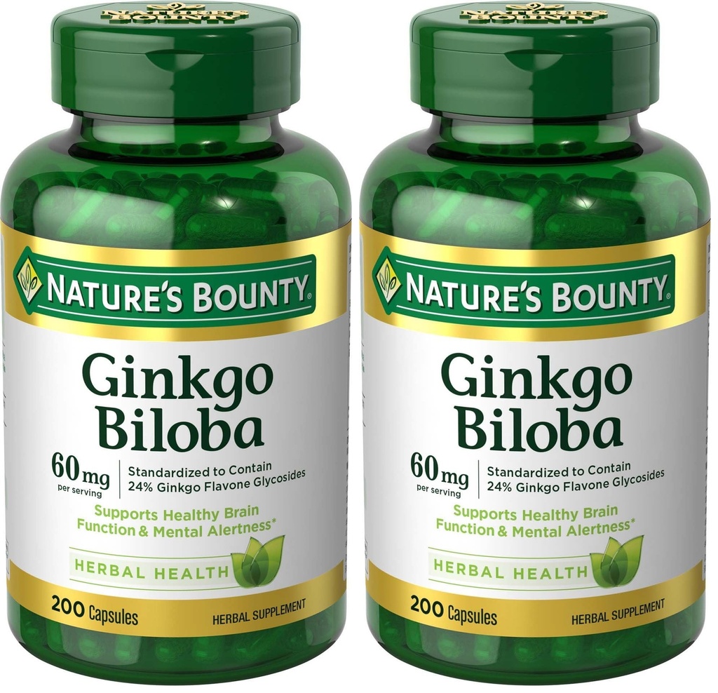 Luonnon Bounty Ginkgo Biloba 60 Mg, 200 kapselia (17243) (pakkaus 2)