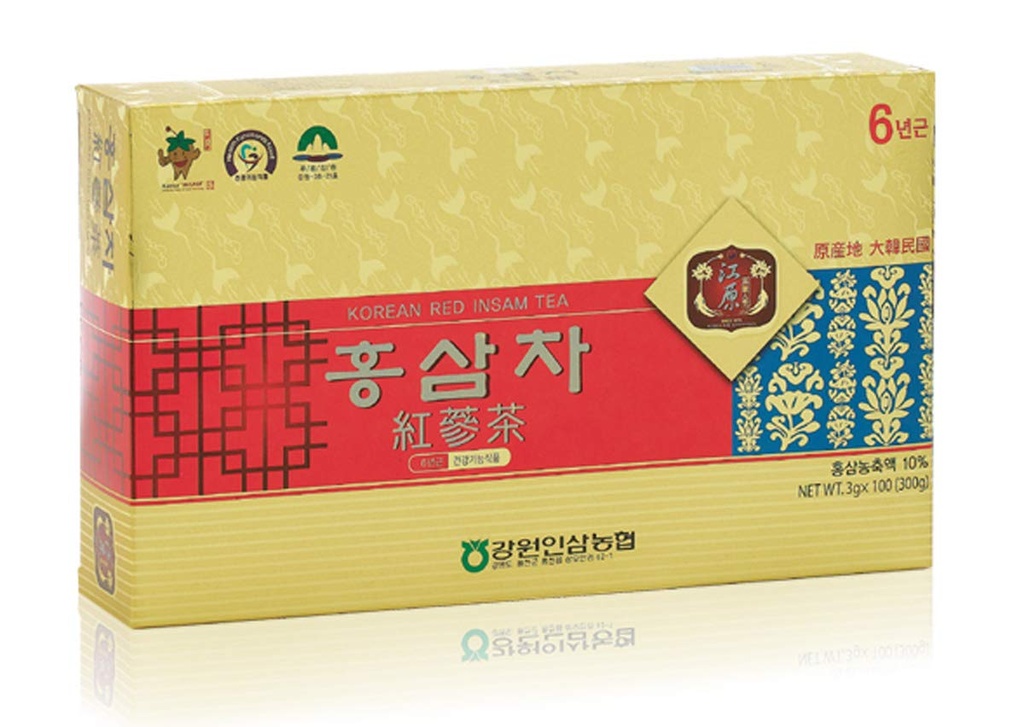 [Gangwoninsam] Korealainen punainen ginseng tee (3g x 100 pakkausta) ... 6 vuotta vanha korealainen punainen ginseng, korealainen terveysruoka, yksilöllisesti pakattu (100)