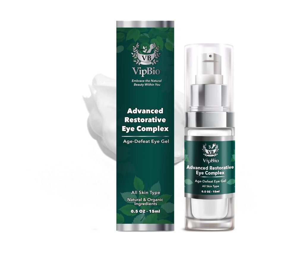 VipBio Organic Advanced Restorative Eye Complex Anti-aging Eye Gel för mörka cirklar och Puffiness 0,5 fl. oz.