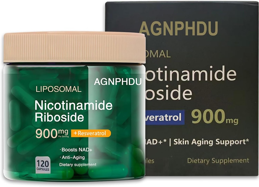 AGNPHDU- liposomaalinen nikotinamidi Ribosidi 120 kapselia, Resveratrol, Quercetin - NAD-lisä anti-aging, energia, Focus 900 mg ravintolisä