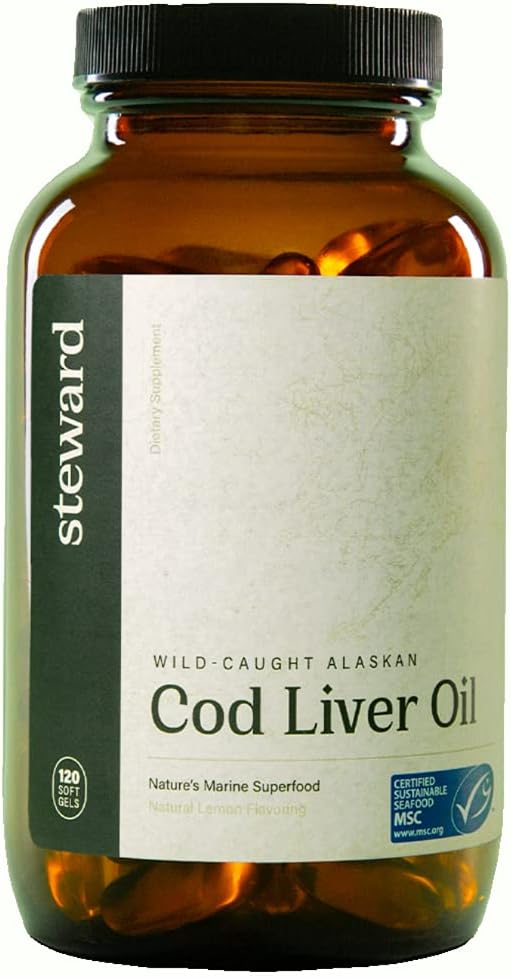 STEWARD - Wild-Caught Alaskan Cod Maksaöljy 120 Softgels Omega-3:n EPA, DHA, DPA ja SPM + luonnolliset vitamiinit A & D