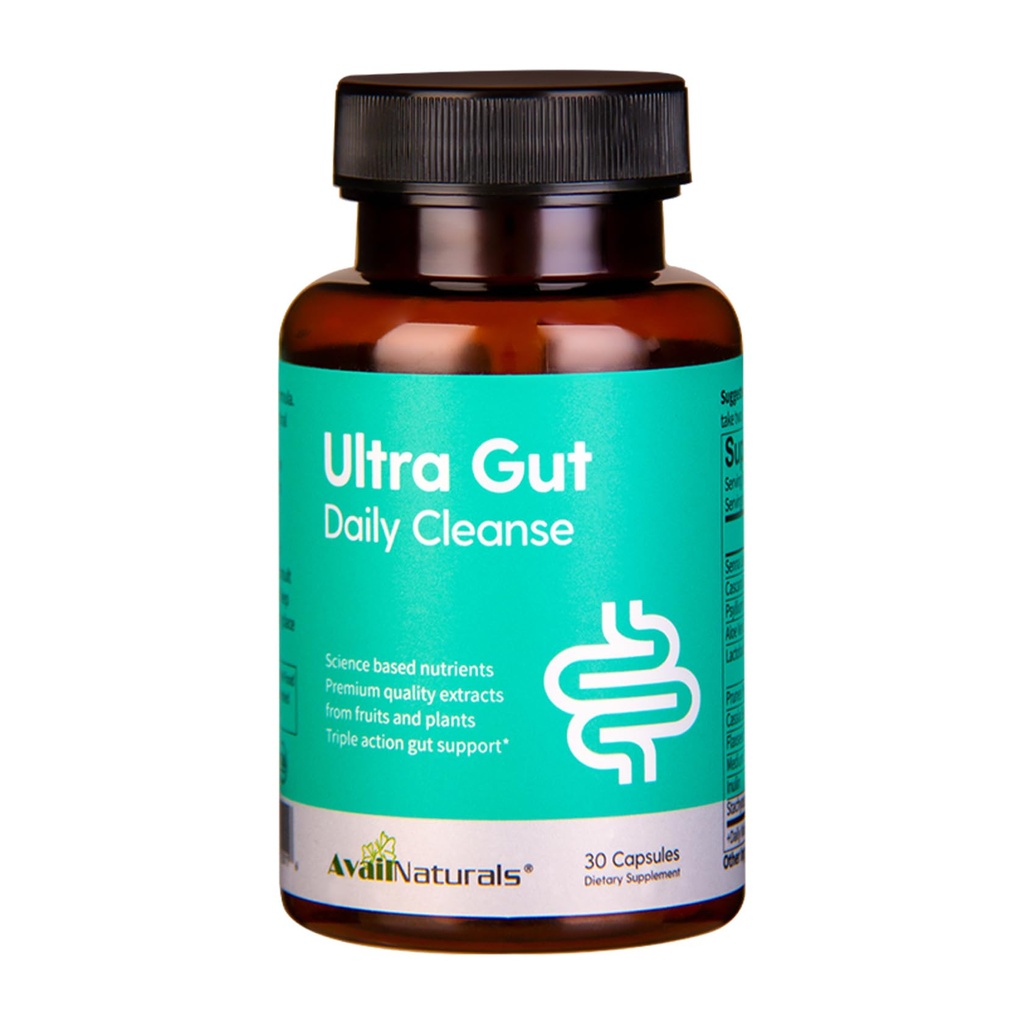 AvailNaturals Ultra Gut Daily Cleanse 15 Day Cleanse- with Senna Leaf Extract, Cassia Seed, 2,5 miljardia Probiootit & Ruokavaliokuitu,30 kapselit