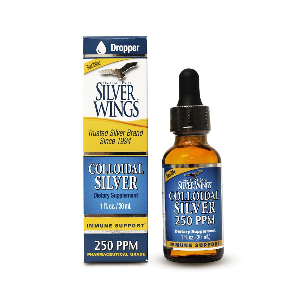 Natural Path Silver Wings Kolloidinen Silver Liquid - Enhanced Immuuni tuki täydentää - 250ppm (1250 mcg) - 1oz Dropper