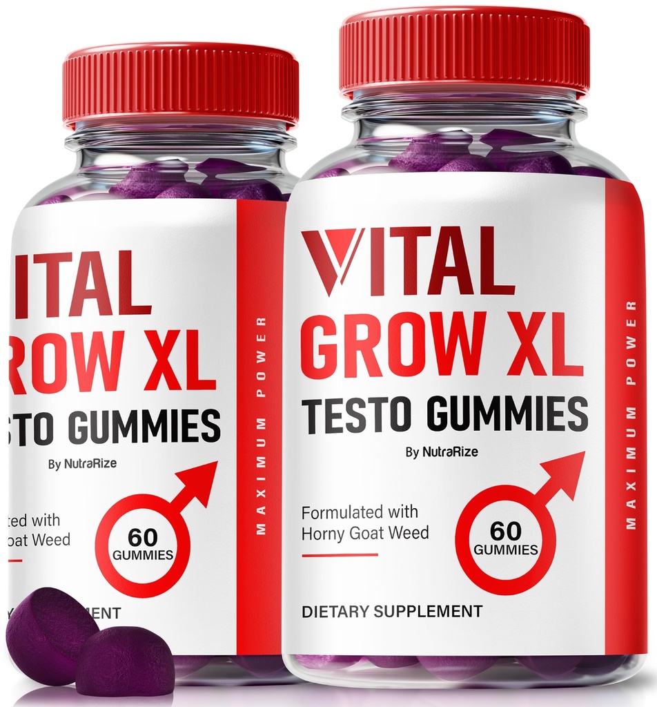 (2 Pack) Vital Grow XL, Officiell Vital Grow XL Testo Gummies för män, Boost Stamina och Confidence Gummy för mens, Vital GrowXL Male Support Gomitas (120 Gummies)