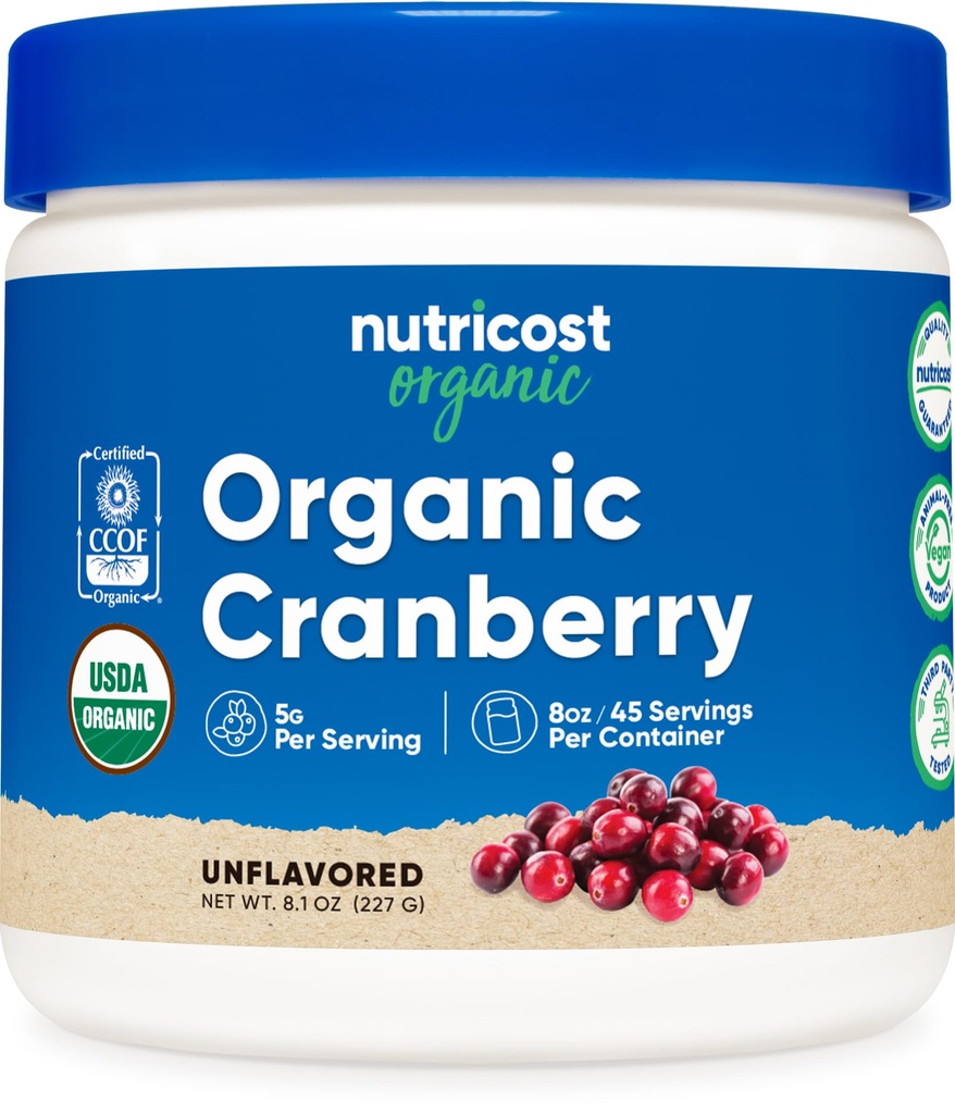 Nutricost Organic Cranberry Powder, 8 oz, 5G per Serving - ei-GMO, Gluteeniton