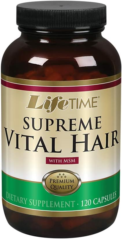 LIFETIME Supreme Vital Hair | Stöder Hälsosamt hår, Nails & Skin | Biotin, MSM, Vitamins B, C, & A, Zink, Horsetail & More | 120 kapsel, 30 Servering