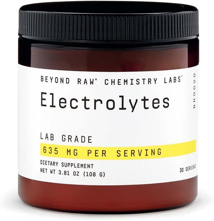 BEYOND RAW Chemistry Labs Electrolytes Powder, Lab Grade, Gluteeniton, Sokeriton Elektrolyytti Drink Mix, tukee suorituskykyä ja nesteytys, 30 tarjoiluja