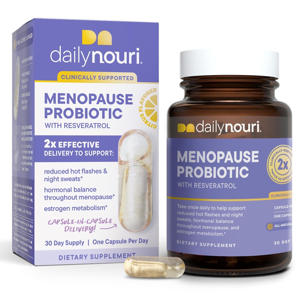 Päivittäinen Nouri Menopause Probiootit naisille Hormonaalinen tasapaino, Hot Flashs, Night Sweats & Gut Health ...