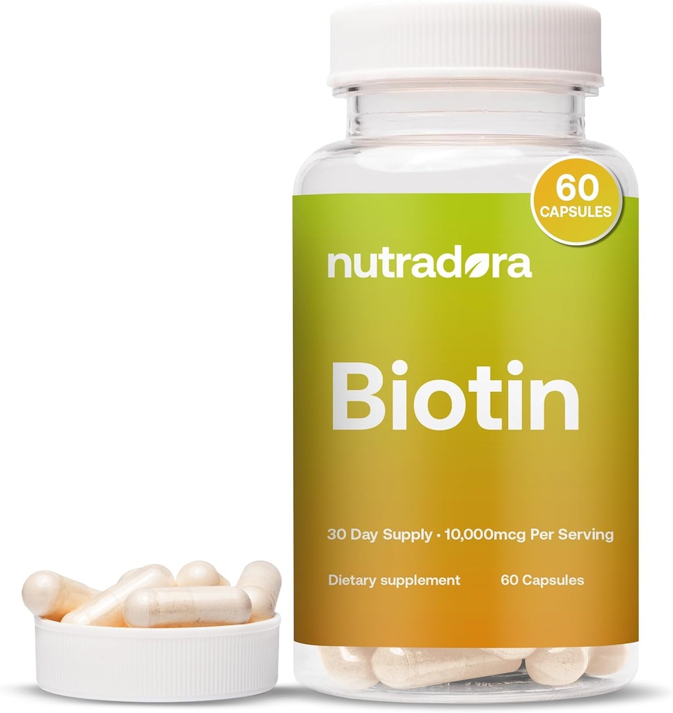 Biotiini 10000 mcg kapselit kalsium hiuksille iho ja kynnet - Luonnollisesti tuotettu Biotiini täydentää hiusten kasvua ja paksuus 10 000 mcg Vegan kapselit ...