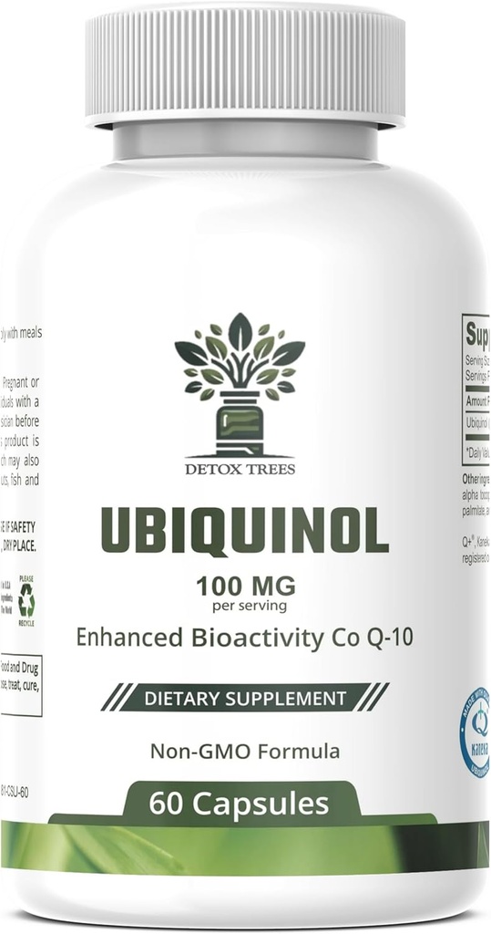 Ubiquinol CoQ10 100mg - Förbättrad biotillgänglighet, högabsorptionstillägg - Icke-GMO, Glutenfri för hjärthälsa och kardiovaskulärt stöd, 60 kapslar