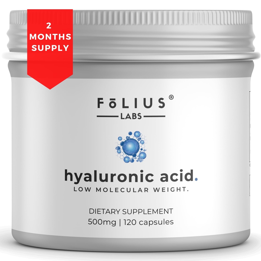Ultra korkean puhtauden hyaluronihappokapselit 500 mg - 95% natriumhyaluronaatti - erittäin puhdas ja biologisesti saatavilla - alhainen molekyylipaino - ei-GMO: n fermentoitu - 120 kapselia