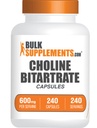 BulkSupplements.com Koliinibitartraatti kapselit - koliini täydentää, kuten koliini L-bitartraatti - Choline 600mg, 2 kapselia per tarjoilu, 240 kapselia (paketti 1)