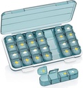 Pill Organizer 4 Times A Day, Pill Box 4 Times A Day 7 Day - Acedada Weekly Medicine Box Organizer med separat fall, Portable Daily Pill Container Dispenser för vitamin, fiskoljor, kosttillskott, blå