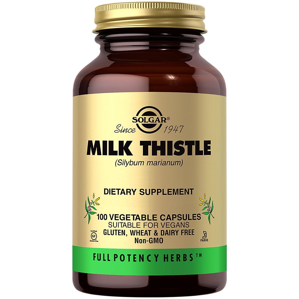 Solgar Milk Thistle - 100 Vihanneskapselit - Full Potency (FP) - Ei-GMO, Vegaani, Gluteeniton, Dairy Free, Kosher - 100 Tarjoilut
