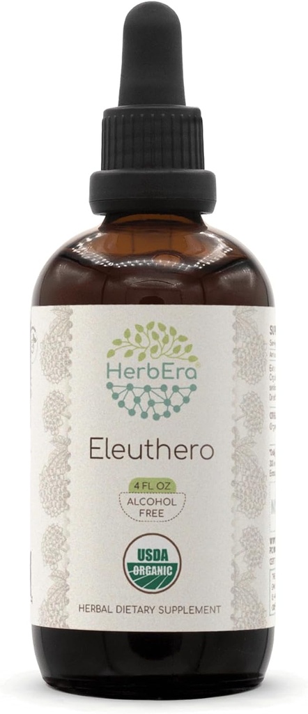 HerbEra Eleuthero B120 USDA Organic Tincture ... Alkoholiton uute, korkeatehoinen kasviperäisten drops...