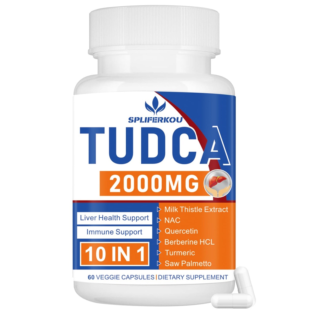 2000mg Tudca Liver Support Supplement, Tudca Bile Salt maito Thistle ja Nac,60 kapselia 30 päivää,Support Liver, Detoxification,Immuunijärjestelmä