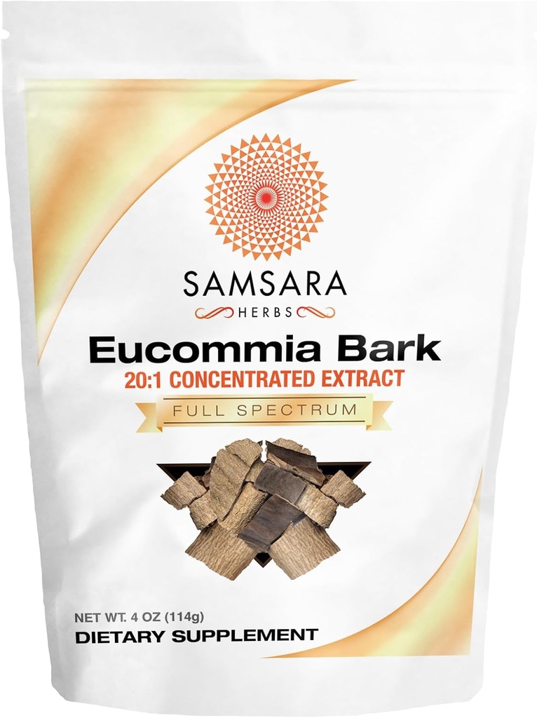 Samsara Herbs Eucommia Extract Powder - 20:1 Koncentrerat extrakt (4oz/114g)