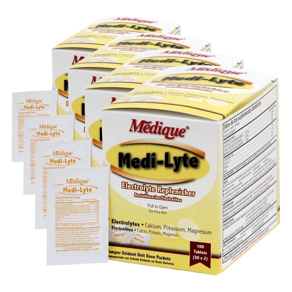 Medique 03033 Medi-Lyte Electrolyte Tablets w/Potassium Chloride för kramper, 100-Tablets (Pack of 4)