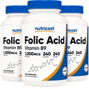Foolihappo (Vitamin B9) 1000 mikrog, 240 kapselia (3 purkkia)