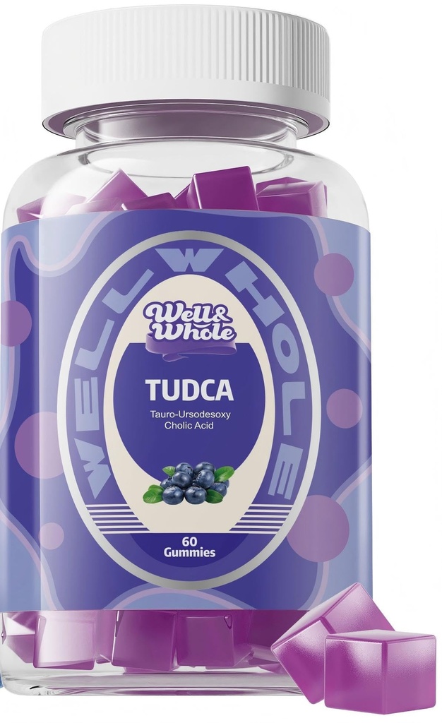 Well&Whole Bile Salts Supplement TUDCA Gummies 1000mg + Milk Thistle 500mg - Kliniskt Studied Liver Support för Detox & Digestion - Vegan, Non-GMO - 60 Count s
