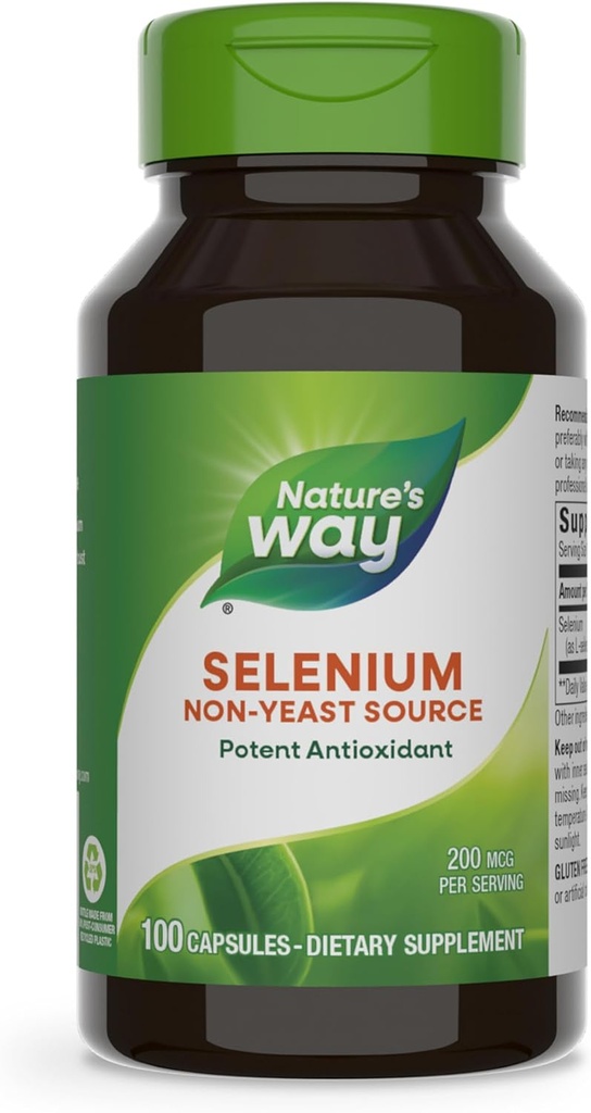 Luonnon Way Selenium, ei-hiivan lähde, voimakas antioksidantti, 100 kapselia (Pakkaus toukokuussa Vary)