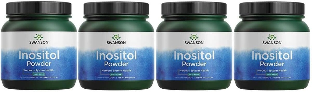 Swanson 100% Pure Inositol Powder - Natural Supplement Promoting Focus & Rentoutuminen - hermo- ja solutuki- (8oz) 4 pakkaus