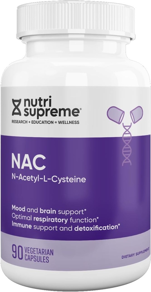 Nutri- Supreme NAC (N-Asetyyli-L-Cysteine) 600mg Ravintolisä Kasvissyöjäkapselit, maksan tuki, immuunituki