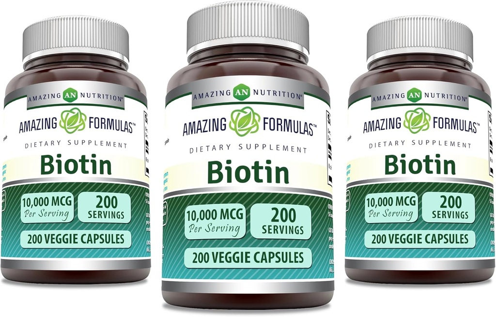 Hämmästyttävä Formula Biotin 10000 mikrog Kasviskapselit ... B7-vitamiinin täydennys...