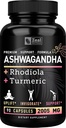 Ashwagandha Complex - Organic Ashwagandha Root Powder + Rhodiola Rosea + Turmeric - Premium Support Formel - Ashwagandha Capsules Supplement