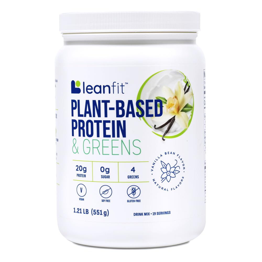 LeanFit Plant-Based Protein & Greens Natural Vanilja 20g Kasviproteiini + 4 Leafy Greens Per Serving Vegaani, gluteeniton, soijaton, Ei sokeria 19 Tarjoukset, 1.21 Punta