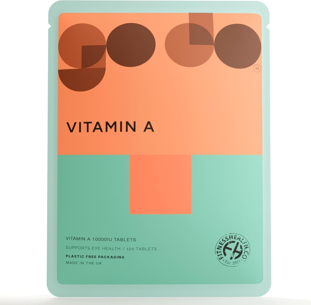 Fitness Health Vitamin A 10000IU 120 tabletter - Hälsosam hud, Vision Support Supplement - Kvalitet Nutrition Hälsosamt humör - Lämpligt för vegan och vegetarianer - Återvinningsbar förpackning