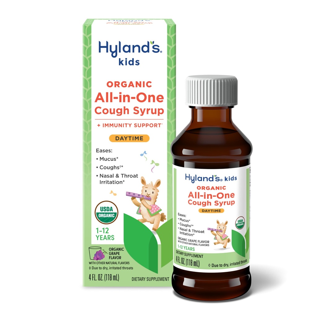 Hyland's Kids Organic Kaikki yhdessä Yskän Syrup Daytime - Rypäle